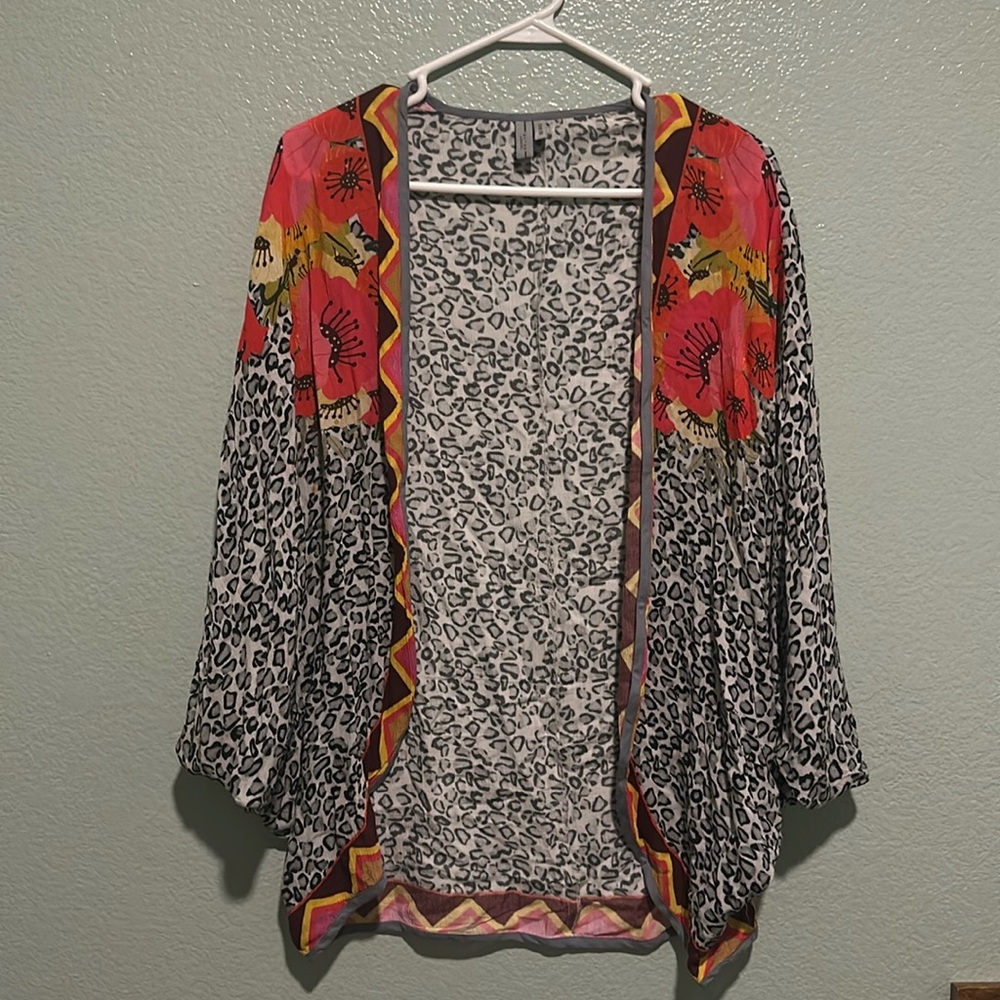 Anthropologie Floral/Animal Print Kimono